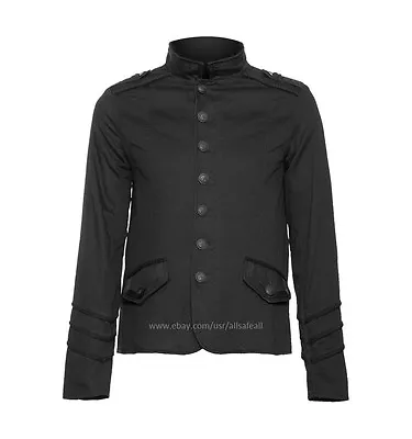 Men's Officer Black Goth Steampunk Jacket With Braided Lining • $29.99
