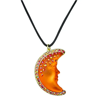 Kirks Folly Goddess Moon Shadow Cord Necklace      Goldtone / Fire Orange • $41.95