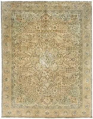 Semi Antique Muted Floral Wool 9X12 Distressed Vintage Oriental Rug Decor Carpet • $1285