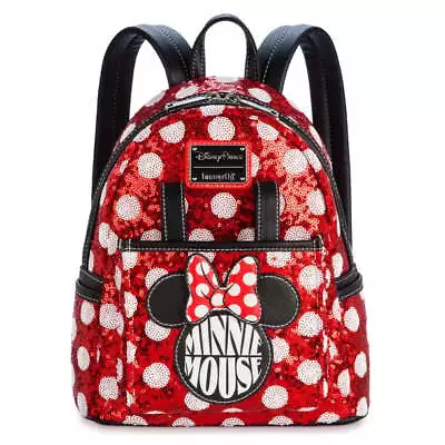 Disney Parks Minnie Mouse Sequin Polka Dot Loungefly Mini Backpack Red • $69