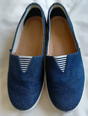 Hotter Blue Denim Canvas Deck Boat Slip On Pumps Shoes Size 3 • £7.50