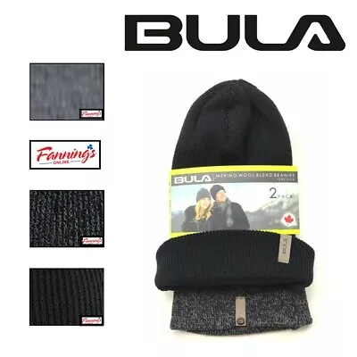 Bula Unisex Wool Blend Beanie 2 Pack Winter Hat | B34 • $16.09