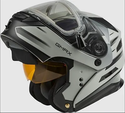 Gmax MD01S Modular Snowmobile Helmet Heated Shield Silver M XL 2XL 3XL E72-6290 • $183.96