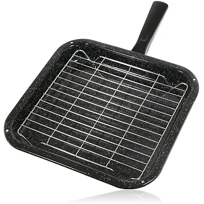Small Oven Grill Pan & Rack For ZANUSSI Cooker Square Single Handled Enamelled • £16.99