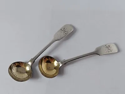 Pair Of Antique Victorian Solid Sterling Silver Salt/Mustard Spoons -Exeter 1873 • £35