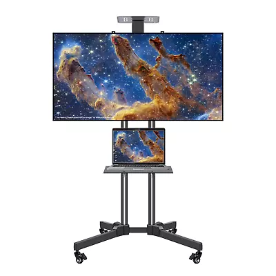 Mobile TV Cart With Adjustable Laptop Shelf And Top Tray For 32-65 Inch TV • $102.95