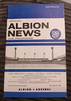 West Brom V Arsenal 18th March 1967 Football Programme • £1.50