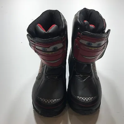 Pixar Winter Snow Boots Boys Size 11 Light Up Cars Lightning McQueen Black Red • $14.99