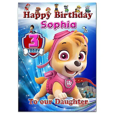 C294; Large Personalised Birthday Card Custom Made For Any Name; PAW Patrol Skye • £3.99