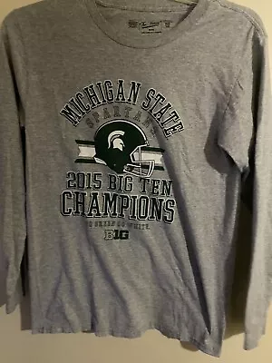 MSU MICHIGAN STATE SPARTANS 2015 BIG TEN CHAMPIONS SHIRT M Long Sleeve Grey • $18.50