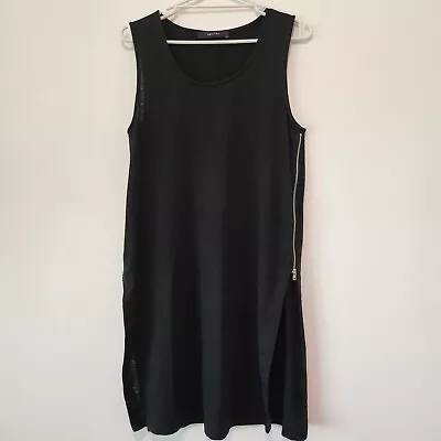 DECJUBA Women's Long Sleeveless Tank Top Linen Blend Zipper Sides Black Size L  • $15.89