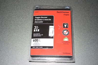Legrand Pass Seymour 3-Way Toggle Dimmer Switch 600-Watt Single Pole T603WVNEW • $9.95