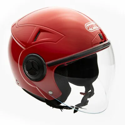 MMG Motorcycle Scooter Pilot Open Face Flip-Up Helmet DOT - Shiny Red Medium • $50.90