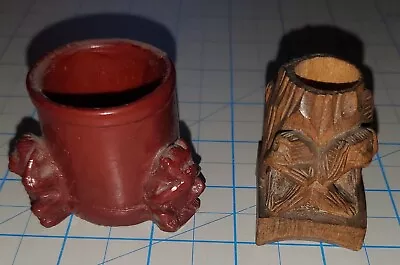 TWO Vintage No Evil Wise Monkey Wooden Toothpick Holders! Unique • $9.90