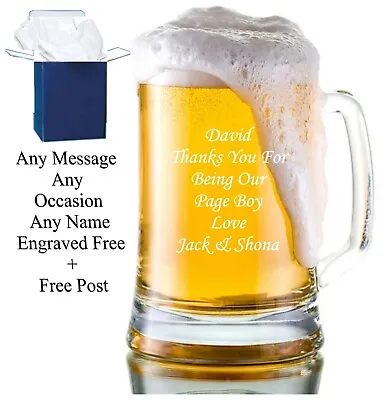 Personalised Engraved Beer Glass Tankard FREE Gift Engraving Any Occasion Gifts • £9.98