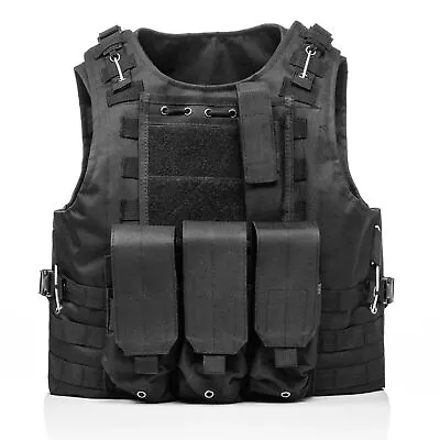 HUNTVP Military Tactical Vest Molle Combat Assault Plate Carrier W/ Without Flag • $35.14