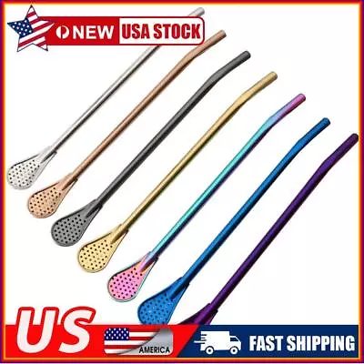 $5.71 • Buy Spoon Tea Filter Stainless Steel Yerba Mate Drinking Straw Bar Accessories