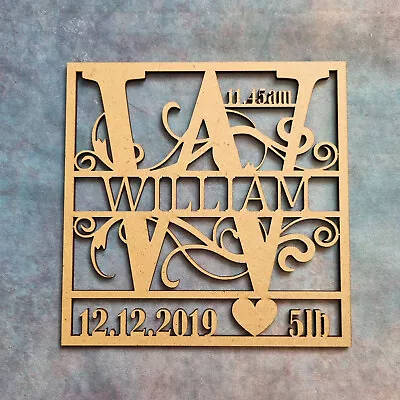 New Baby Name Plaque Personalised Sign Memory Gift Wooden Monogram Letter  • £6.99