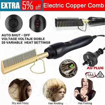 Electric 2 In 1 Hair Beard Straightener Curler Electric Hot Heating Styling Comb • $21.45