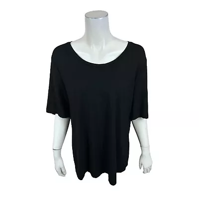 Susan Graver Women's Weekend Essential Cool Touch U-Neck Top Black 2X Plus Size • £19.28