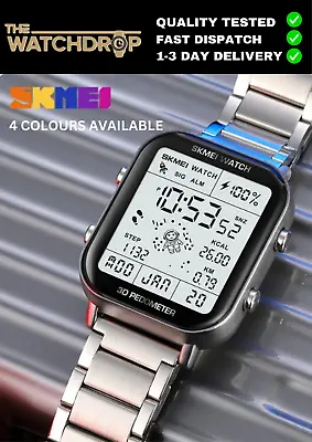 SKMEI Digital Mens Womens Square LED Light Fashion Waterproof Sports Wrist Watch • £14.99