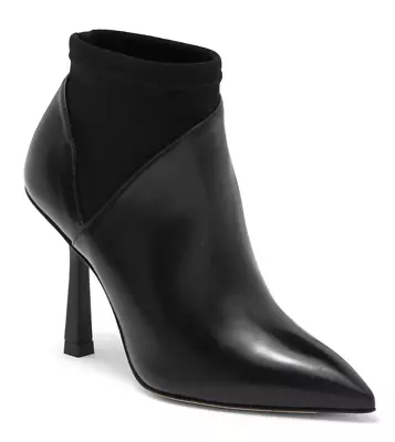 Stuart Weitzman Max Ankle Bootie Womens Stretch Leather Heel Boot Black Size 8 C • $189.99