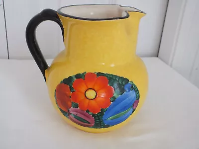 Vintage 1920's Czechoslovakia Peasant Art Pottery Hand Painted PITCHER J Mrazek • $22