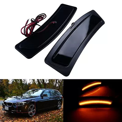 Amber LED Smoke Bumper Turn Signal Side Marker Lights For 16-19 BMW F30 F31 F32 • $21.99