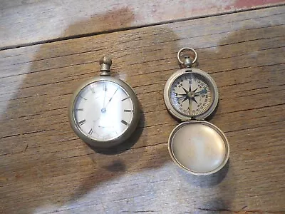 Antique Pocket Watch Compass Lot American Waltham Keywind Wm Ellery Wittnauer • $33
