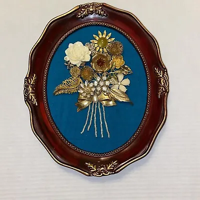 🎁 Vintage Jewelry Art Floral Bouquet Mother’s Day Collage Framed Signed Unique • $62.99