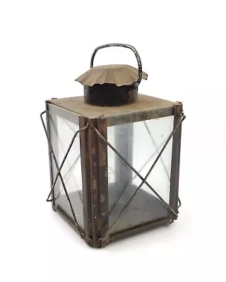 Vintage Antique Primitive Glass And Tin Candle Lantern • $85