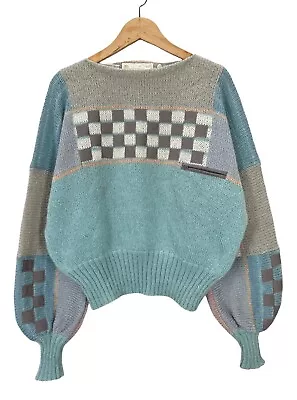 Vintage Antonella Pastel Color Block Mohair Sweater Sz 38 Made In Italy • $39.99