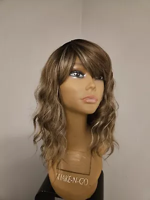 New Mixed Brown Blonde Highlights Wavy Bangs Wig  • $32