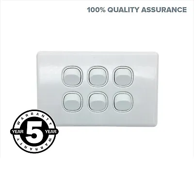 6 Gang Slimline Light Switch Electrical Wall Narrow Switch Board 118 Mm X 72mm • $18.64