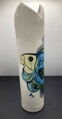 Studio Pottery Vase With Fish  Vintage Signed • $14.95