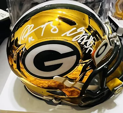 Aaron Rodgers & Davante Adams Signed/Autographed GB Packers Chrome Mini Beckett • $589