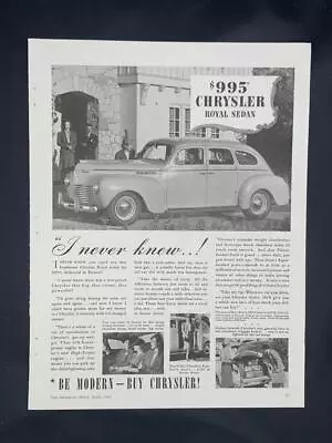 Magazine Ad* - 1940 - Chrysler - Royal Sedan • $8