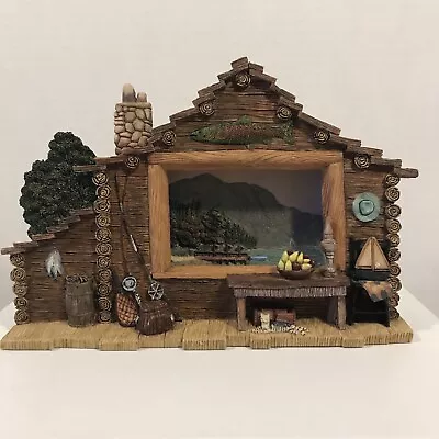 Vintage 3D Mountain Cabin Shadow Box  Fishing Retreat 6.5” X 9” • $43.65