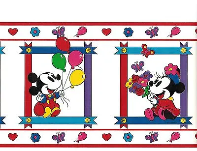 Disney Mickey Mouse In Frames Balloon Wallpaper Border Nursery Kid's Room Decor • $16.99