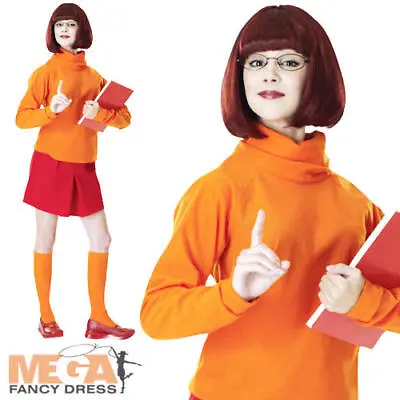 £43.99 • Buy Velma + Wig Ladies Scooby Doo Fancy Dress Halloween Womens Adult Costume Outfit