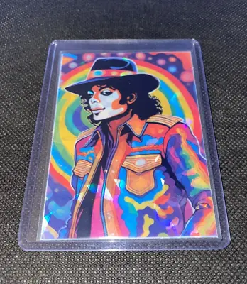 Michael Jackson Psychedelic Rainbow Holo Foil Refractor Custom Trading Card • $9.99