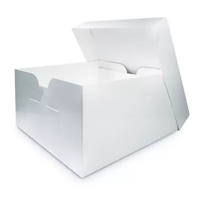 Cake Box White 10 Inch Flatpack Cardboard 6 Inch High Boxes Single Or Pack Of 5 • £5.29