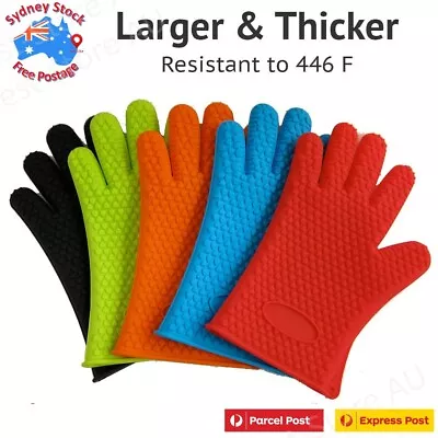 Silicone Smoker BBQ Gloves Pair Kitchen Oven Mitts Non Stick Proof Resistant • $13.98