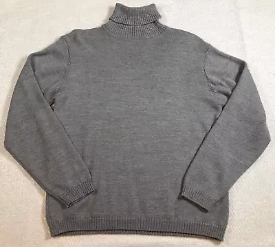 No Label Mens Wool Blend Sweater Size M Gray Pullover Turtleneck Long Sleeve • $27.99