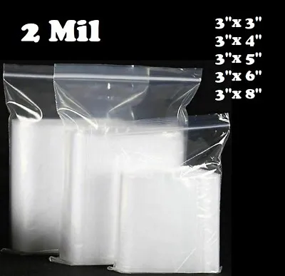 3 X 3 4568 Clear 2 Mil Plastic Zip Seal Bag Reclosable Top Lock Baggies 2Mil • $1.59