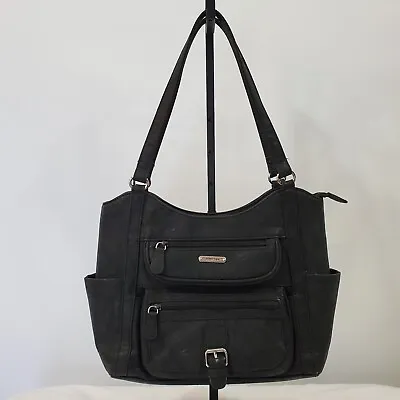 St John's Bay Shoulder Bag Black Leather 14  X 10  X 3.25  • $16