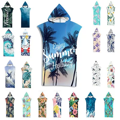 £10.95 • Buy Hooded Towel Poncho Adult Absorbent Dry Beach Swim Bath Changing Robe Women Mens