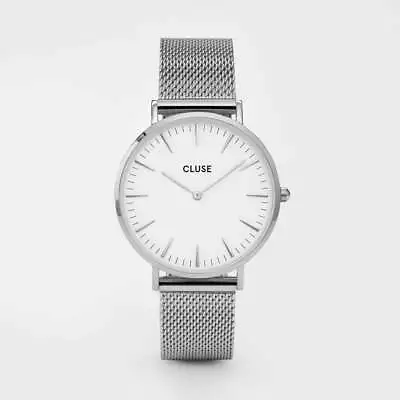 CLUSE Boho Chic Mesh Silver/White 38mm Dial CW0101201002 • $149