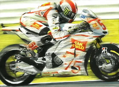 HAND SIGNED By Artist CANVAS Art Print Marco Simoncelli Team Honda RC212V MotoGP • $199