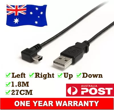 USB 2.0 A Male To Mini B Right Left Up Down Angled Male Cable Adapter Charger AU • $8.87